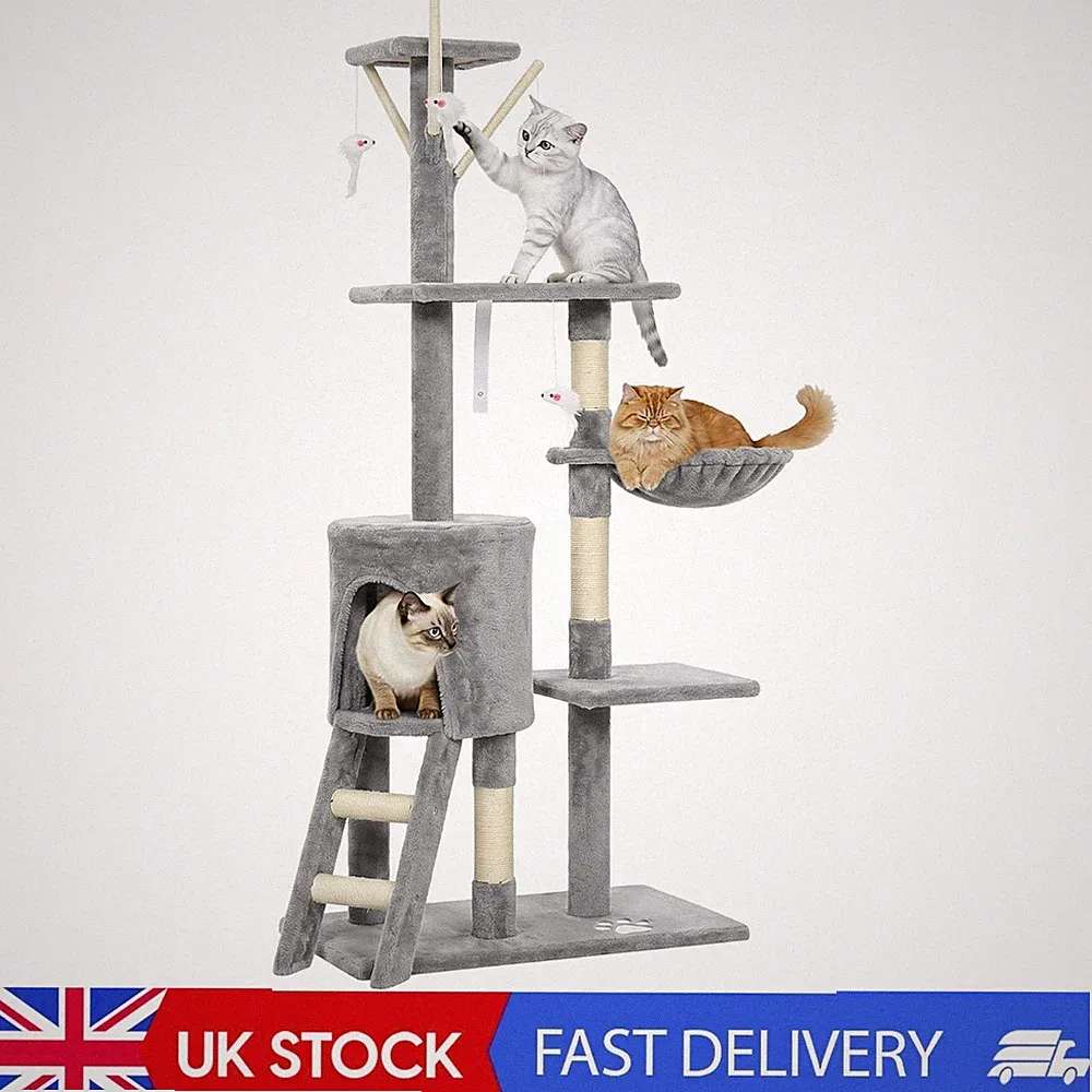 Kratzbaum für Indoor Katzen 135 cm Kätzenturm Kratzbaum Katzenkratzer