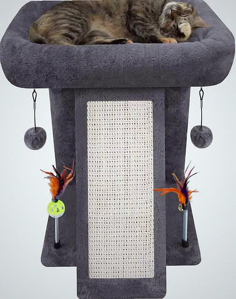 Kratzbaum für Indoor-Katzen, Aktivitätszentrum, Kletterbaum, Grau