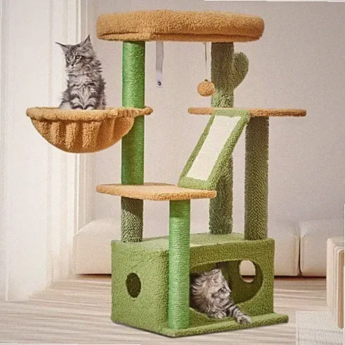 Kratzbaum für Katzen 98 cm | Stabiler Kratzbaum mit 4 Kratzsäulen,...