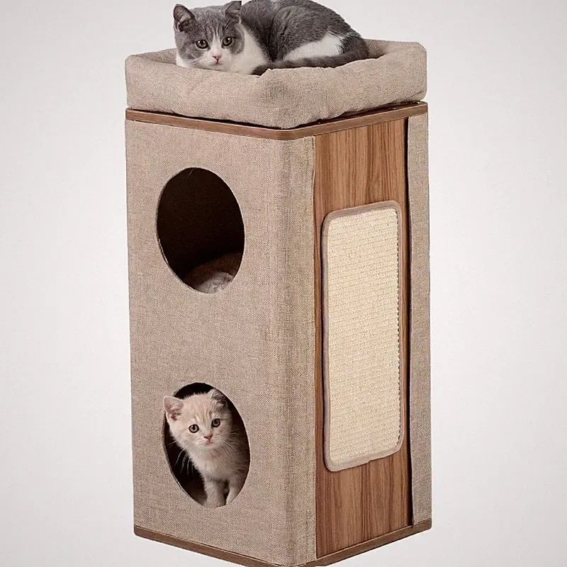Kratzbaum für Katzen AG21199RCDE, 77,5 cm, beige/naturfarben – N