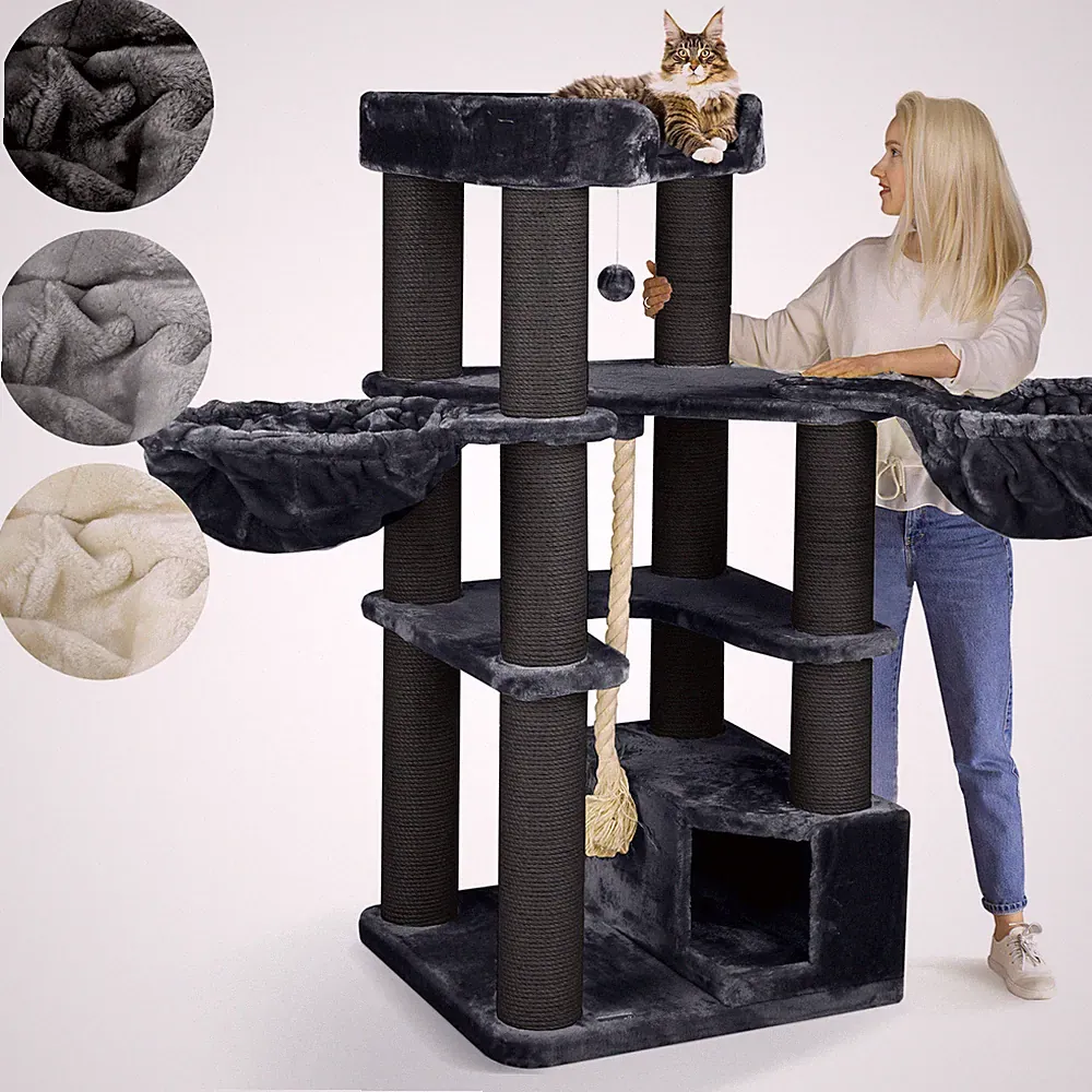 Kratzbaum für Katzen groß 161 cm hoch Massiver Katzenbaum happypet® XXL Spieltau