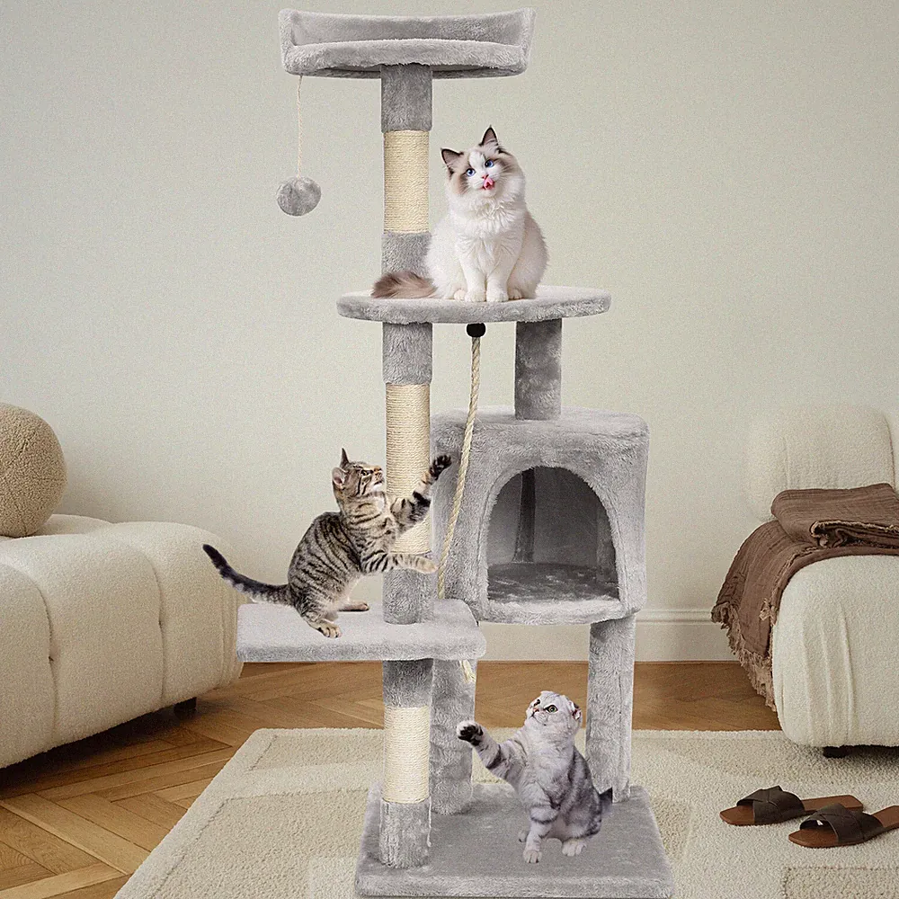Kratzbaum für Katzen Kletterbaum Katzenbaum 112 cm Stabil Katzenkratzbaum Sisal