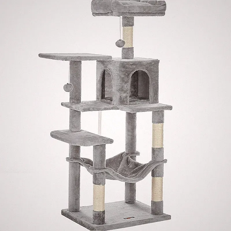 Kratzbaum für Katzen PCT161W01, 143 cm, hellgrau – A