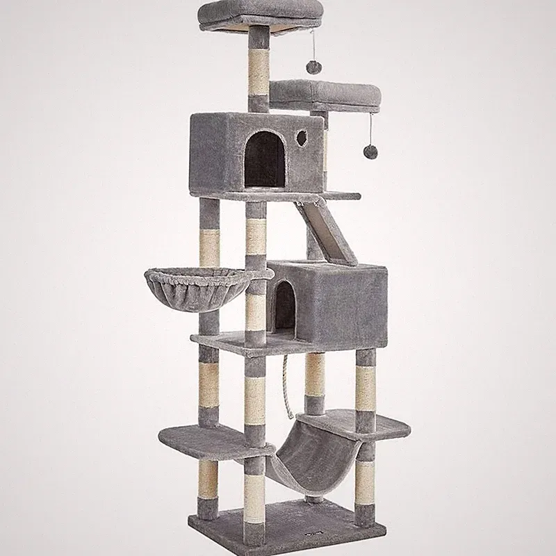 Kratzbaum für Katzen PCT190W01, mehrstöckig, 206 cm, hellgrau – A