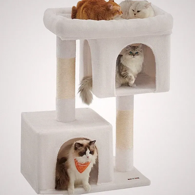 Kratzbaum für Katzen PCT614T01, 101 cm, cremeweiß – B