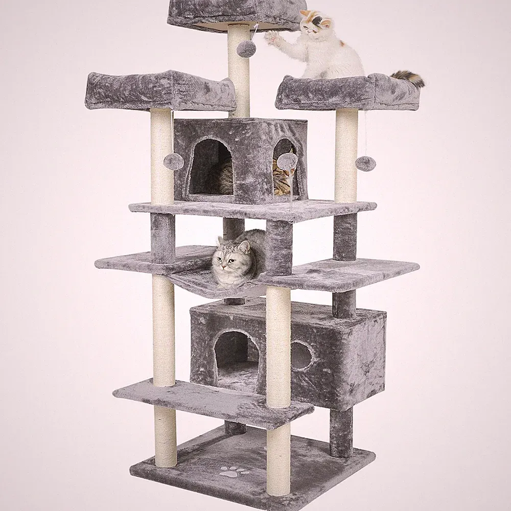 Kratzbaum Groß XXL Katzenbaum Stabil, 3 Aussichtsplattformen, Katzenkratzbaum