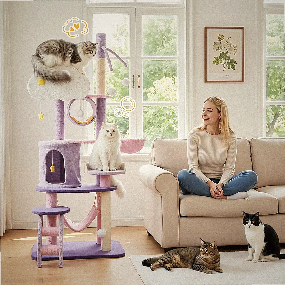 Kratzbaum Große Katzen Klein Kletterbaum Katzenbaum Katzenkratzbaum Stabil lila