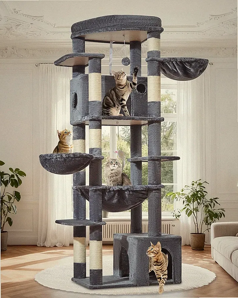Kratzbaum Große Katzen Stabil XXL 7 Säulen 2 Korb F20