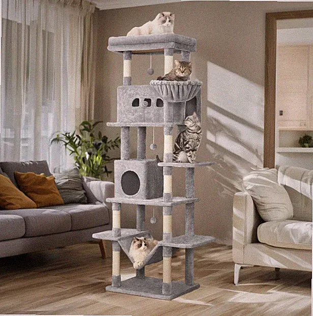 Kratzbaum hoch stabil mehrere Ebenen Katzenbaum mit Höhlen Indoor Wohnung