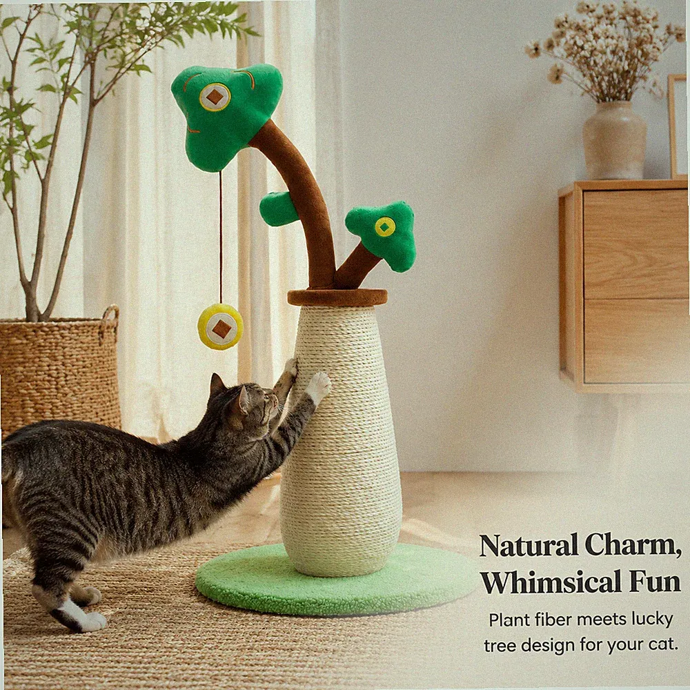 Kratzbaum in Geldbaumform, katzen kratzbrett, katzen kratzbaum geldbaum