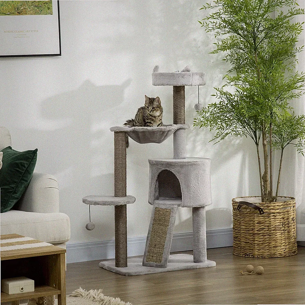 Kratzbaum inkl, Katzenhöhle, Katzenbett, Katzenhängematte und Spielzeug 60 cm x
