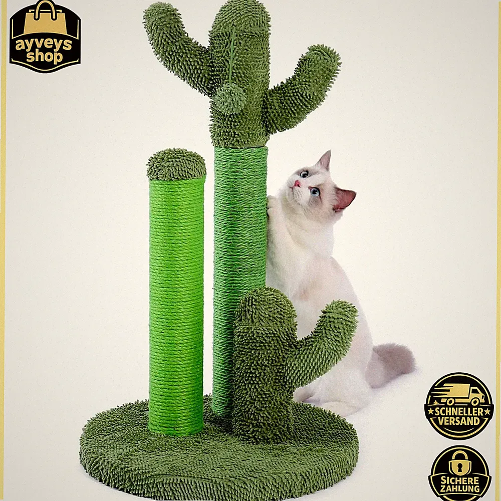 Kratzbaum Kaktus Katzenbaum 3 Pfosten Grün 42x68,5cm Kreatives Design