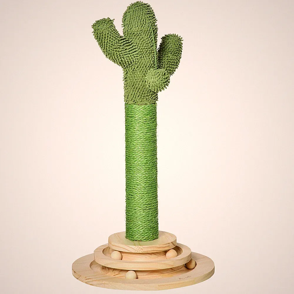 Kratzbaum Kaktus Spielzeug Kratzstamm 65 cm Hoch Sisal Seil Kiefernholz