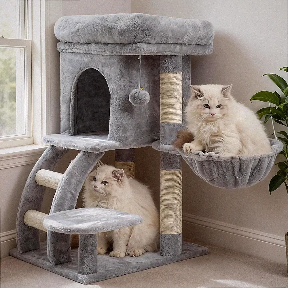 Kratzbaum Katze 75cm Hoch HCT009SW Sisal Pfosten Plattform