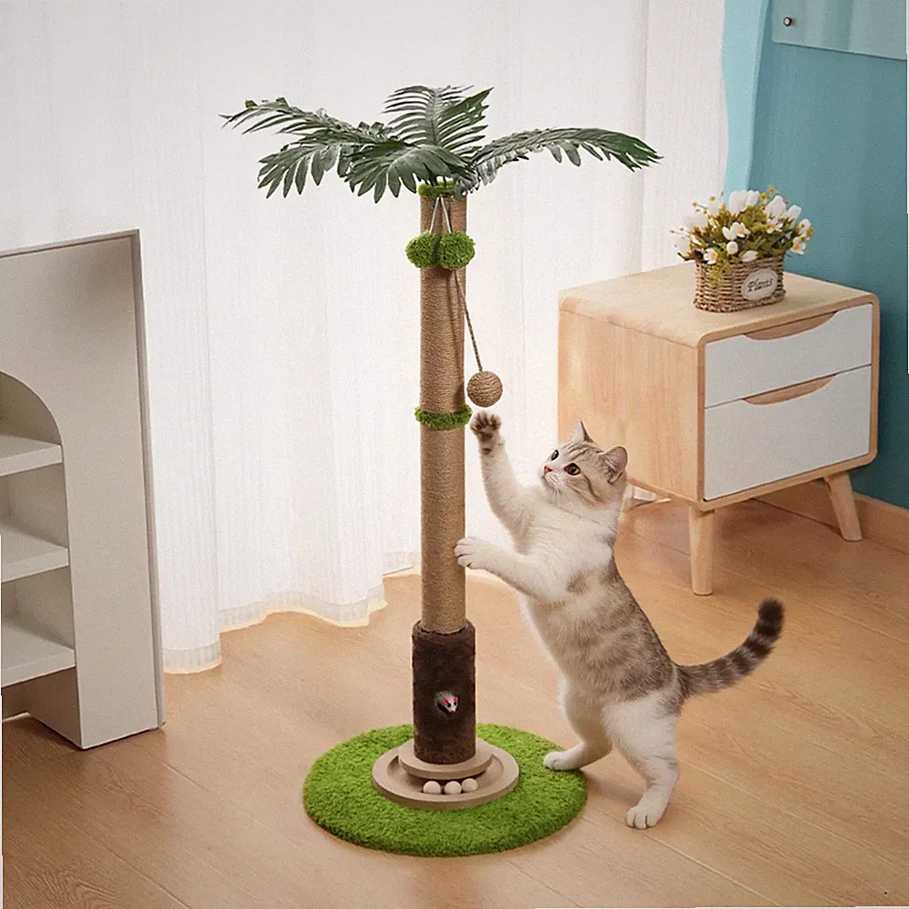 Kratzbaum Katze mit Höhle & Spielbällen Kratzsäule Katzenhöhle Kätzchen M/L