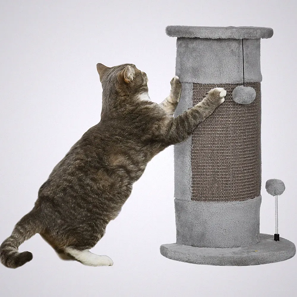 Kratzbaum Katze mit Spielzeug 2 Bälle Kratzsäule Plüsch Kletterbaum stabil