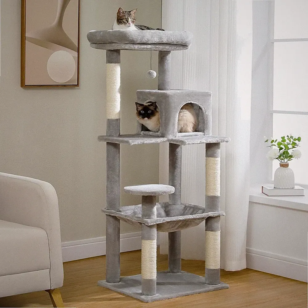 Kratzbaum Katzen Kratzbaum groß stabil 143 cm Katzenhaus Sisal
