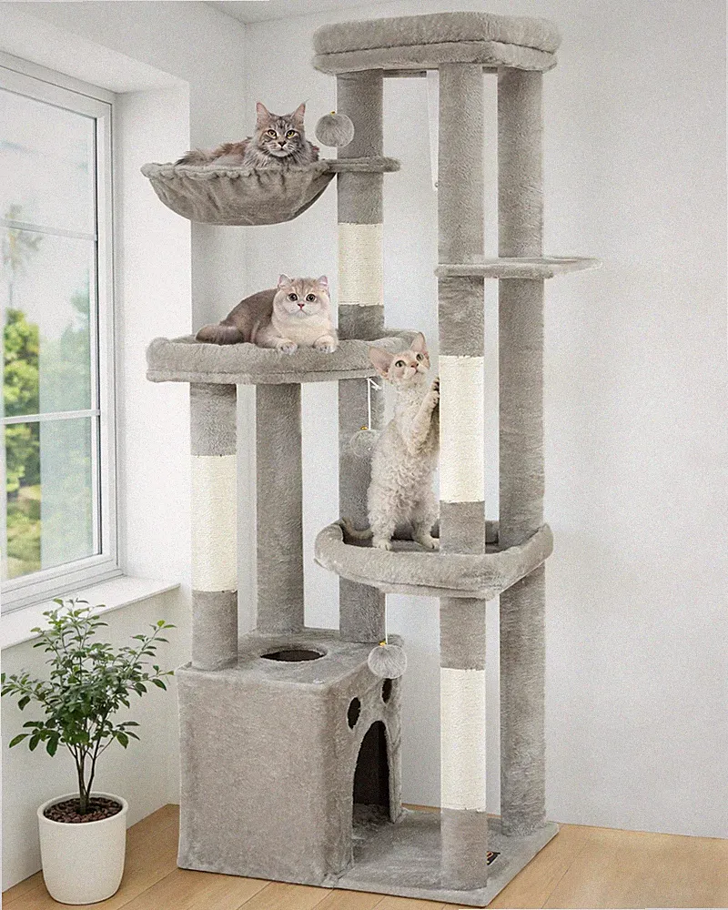 Kratzbaum Katzen Stabil Groß Mehrere Ebenen Plattformen Sisal 170 cm 40x40 cm