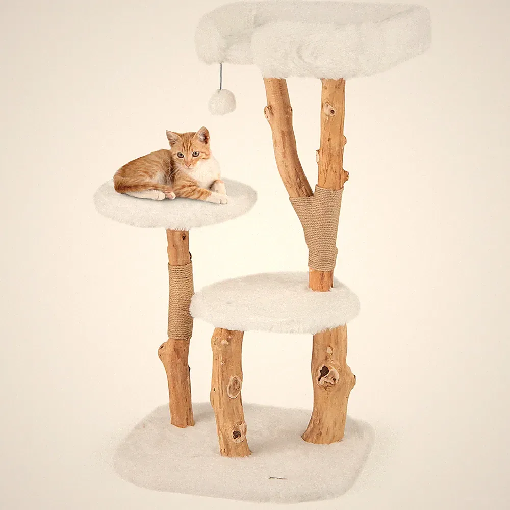Kratzbaum Katzenbaum Katzenhöhle aus Massivholz 110cm