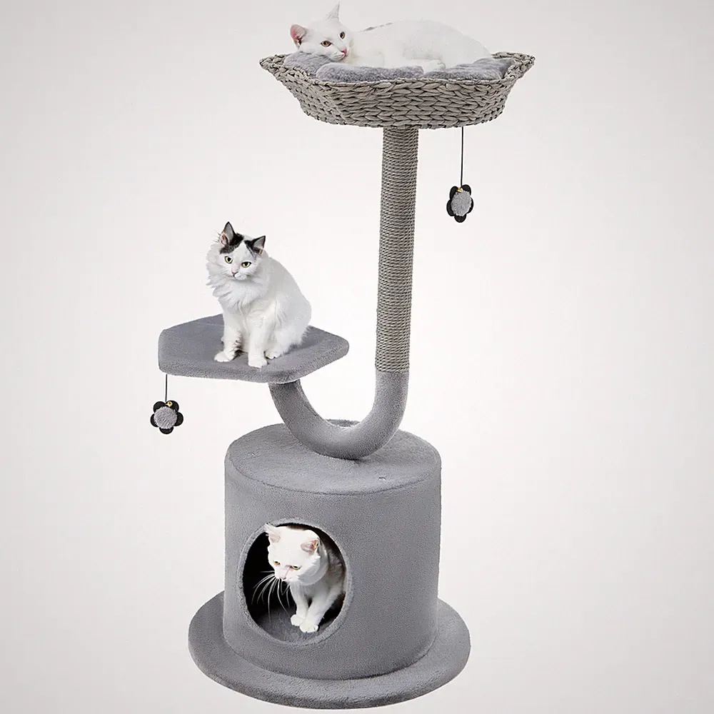 Kratzbaum Katzenbaum Katzenhöhle mit 2 Liegeflächen Metallgestell 106 cm
