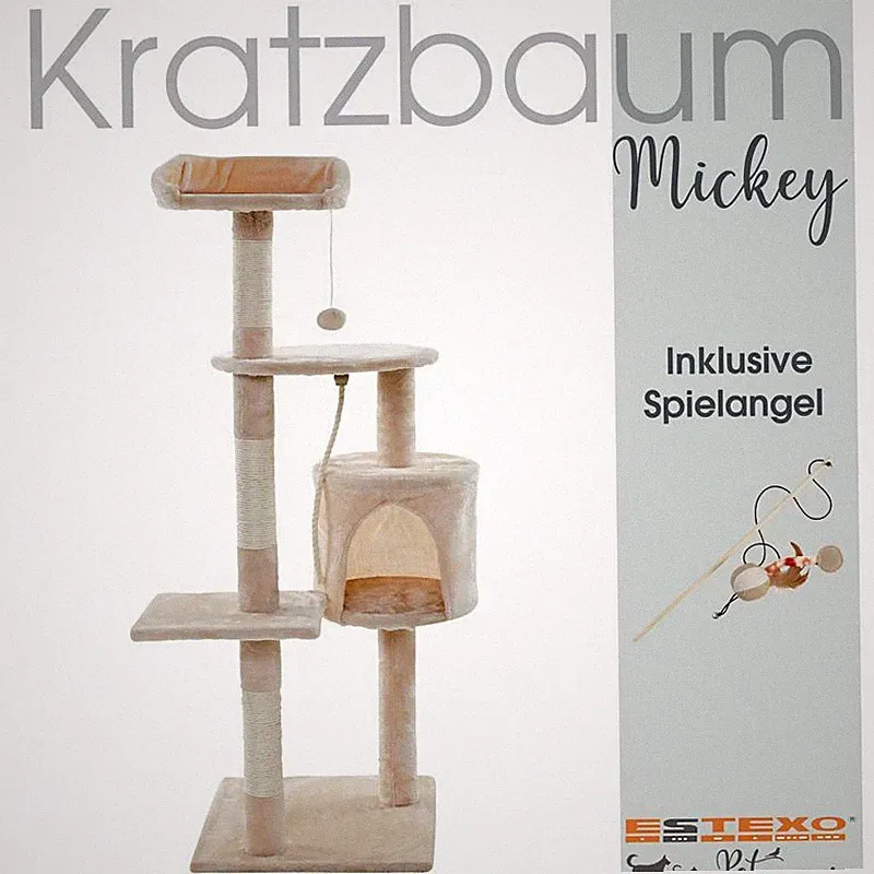 Kratzbaum Katzenbaum Katzenkratzbaum 112 cm Kletterbaum Spielbaum Beige