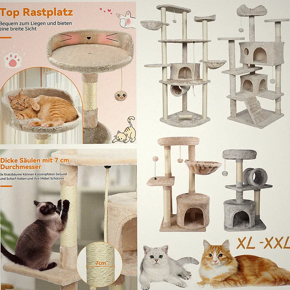 Kratzbaum Katzenbaum Katzenkratzbaum 112 cm XL Kletterbaum Stabil für Katzen