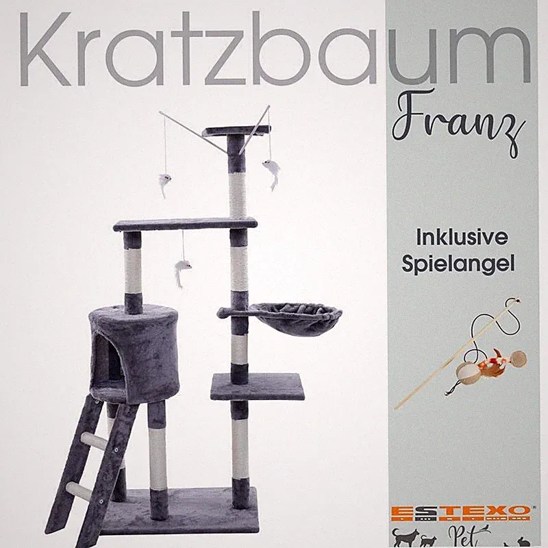Kratzbaum Katzenbaum Katzenkratzbaum 138 cm XXL Kletterbaum Spielbaum Hellgrau