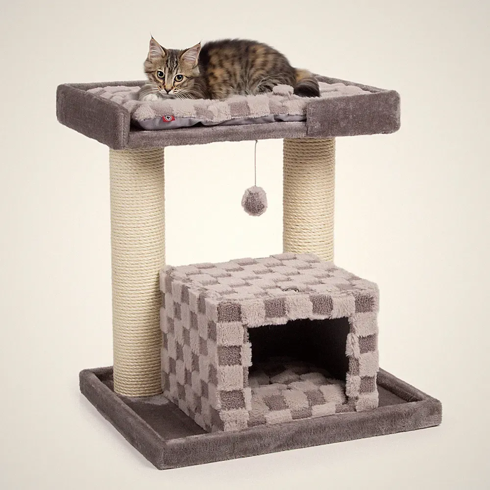 Kratzbaum Katzenbaum Katzenkratzbaum Kletterbaum Spielbaum Ryan, Karo, ca. 70cm