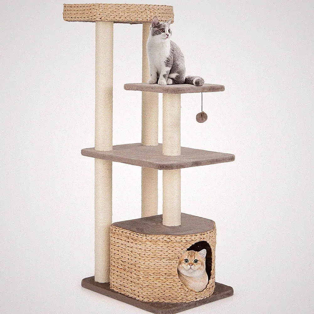 Kratzbaum Katzenbaum Kletterbaum aus Rohrkolben Sisal
