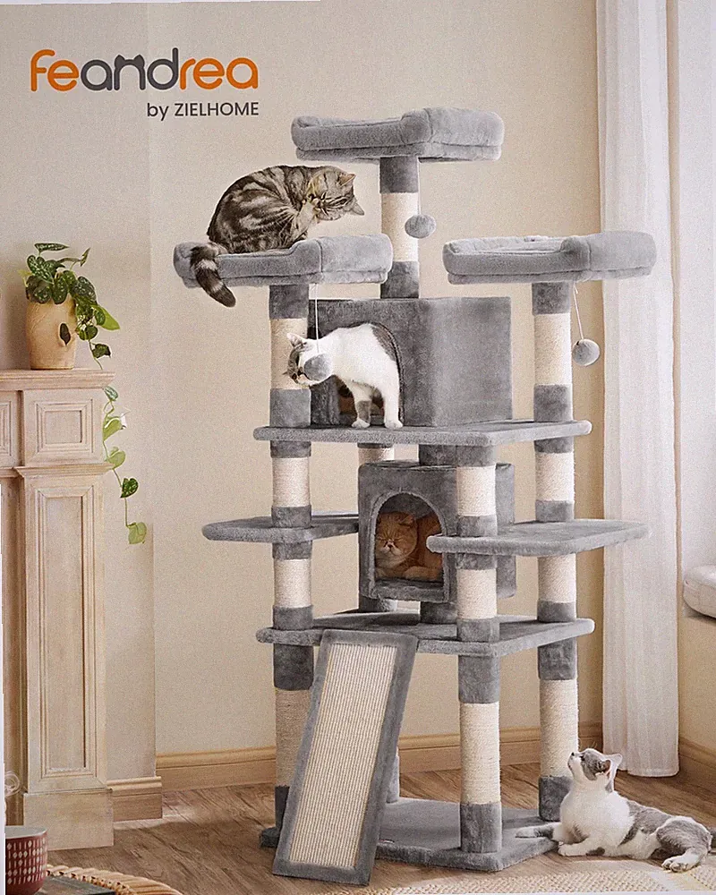 Kratzbaum Katzenbaum Kletterbaum Katzenkratzbaum Spielbaum groß grau PCT18W