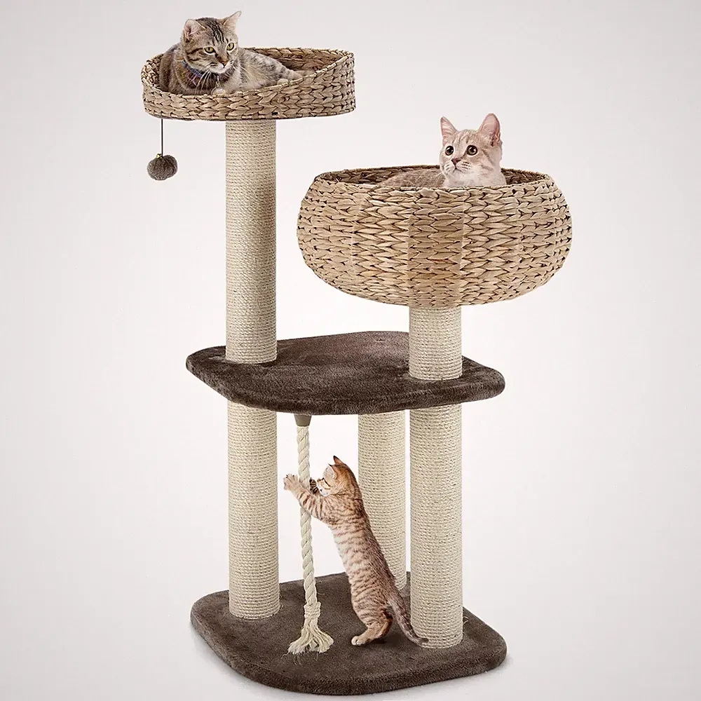 Kratzbaum Katzenbaum Kletterbaum Katzennest Kratzbrett mit Sisal-Säulen/Ball