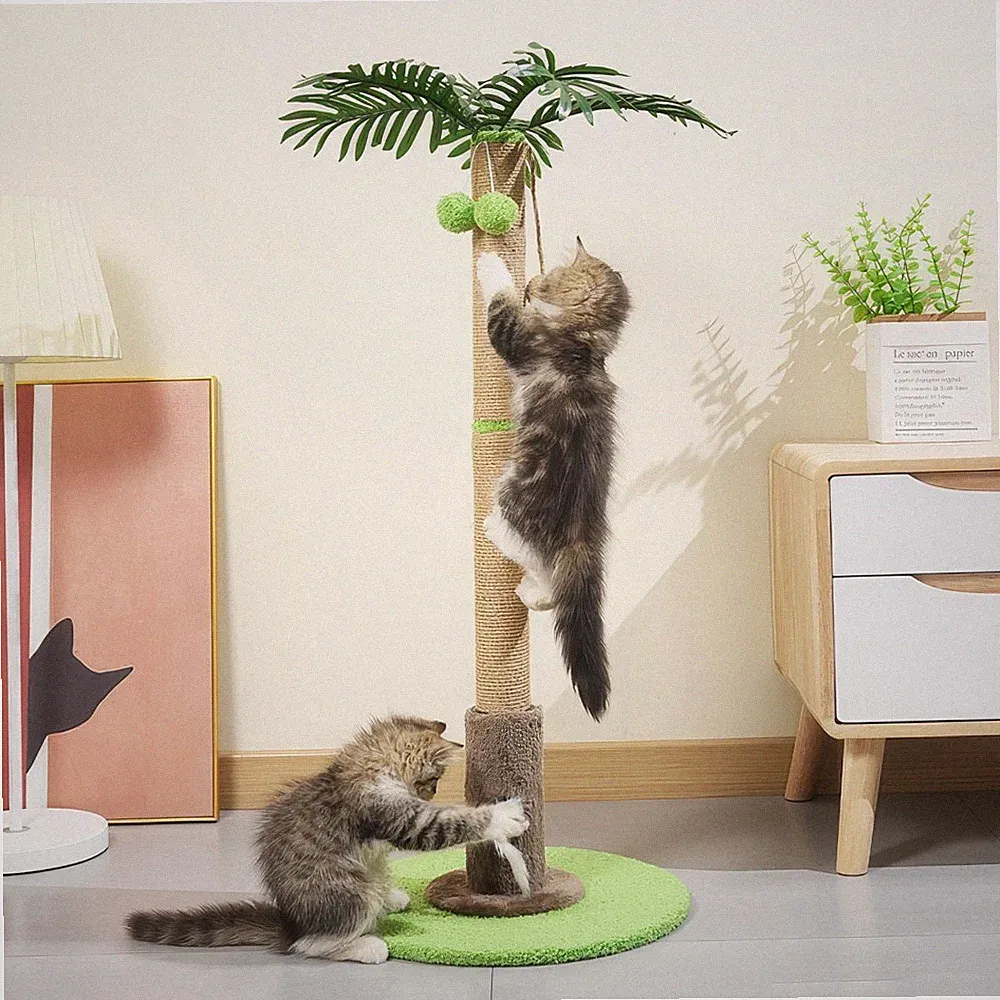 Kratzbaum Katzenbaum Kletterbaum Kokospalme 85cm mit Frottee & Sisal Kratzsäule