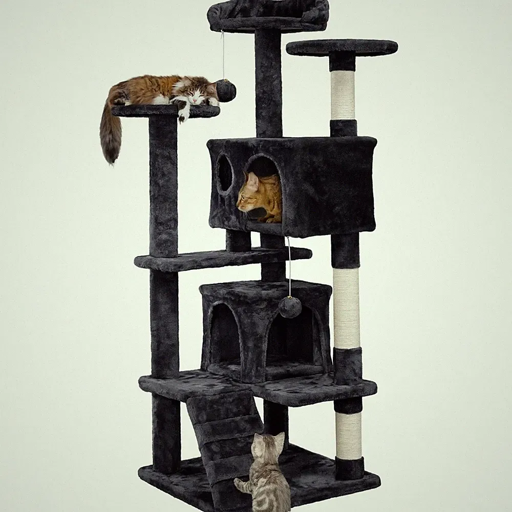 Kratzbaum Katzenbaum Kletterbaum mit Höhle Sisal Stabil Katzenmöbel 138 cm hoch