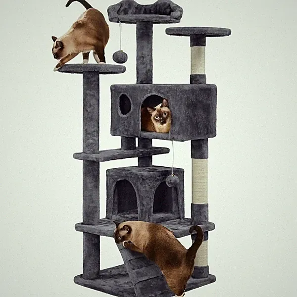 Kratzbaum Katzenbaum Kletterbaum mit Höhle Sisal Stabil Katzenmöbel 138 cm hoch