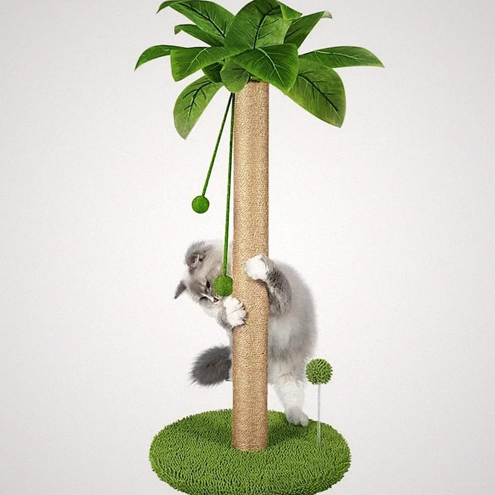 Kratzbaum Katzenbaum Kletterbaum Palme 63 cm Höhe mit Frottee & Sisal Kratzsäule