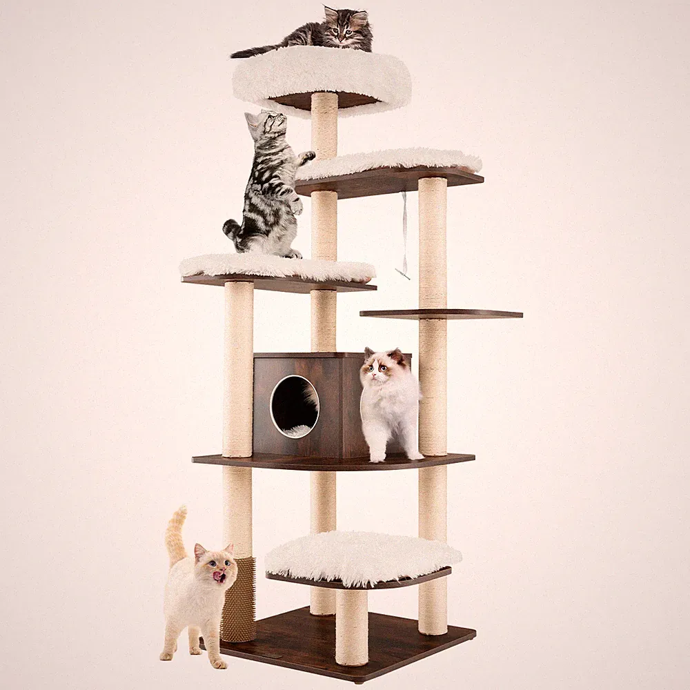 Kratzbaum Katzenbaum Kletterbaum XXL Katzenhaus Katzenmöbel 175 x 86,5 x 86,5 cm