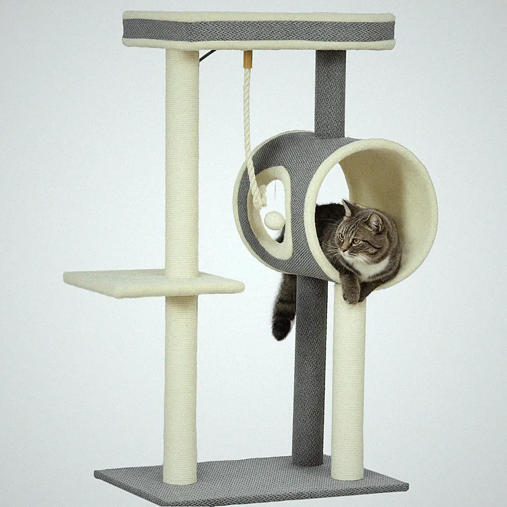 Kratzbaum Katzenbaum mit Katzenhöhle, Katzenkratzbaum mit Spielball Renoviert