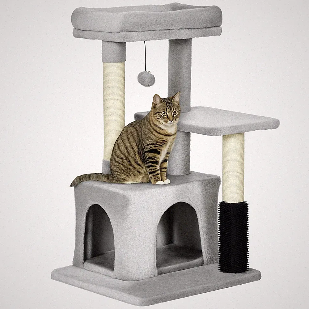 Kratzbaum Katzenbaum mit Massageecke Katzenhöhle Spielball Katzenkratzbaum Sisal