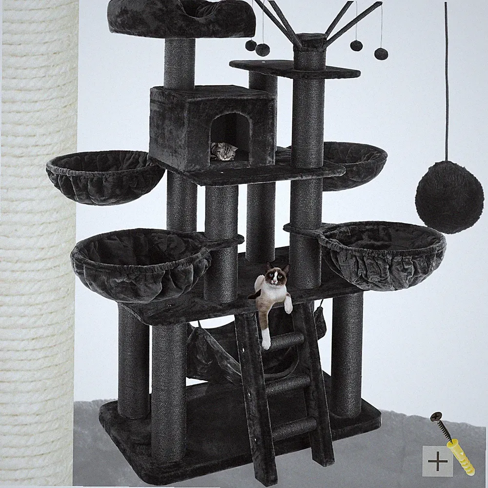 Kratzbaum Katzenbaum Sisal große Katzen XXL Kletterbaum 195 cm Katzenkratzbaum