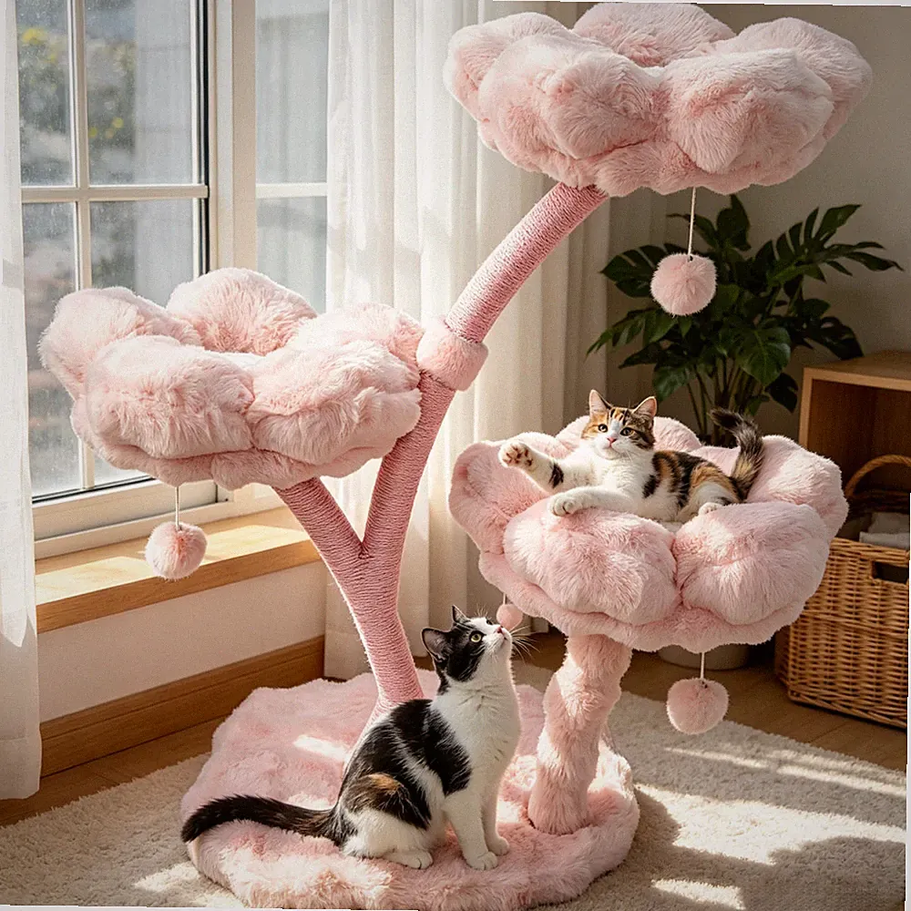 Kratzbaum Katzenbaum Sisal Kletterbaum 105cm Kletterbaum Rosa Eisenrohr Stabiler