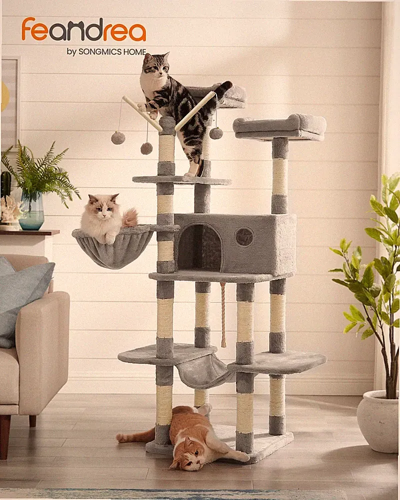 Kratzbaum Katzenbaum XL mit Höhle 164cm stabil für 3 Katzen PCT087W01