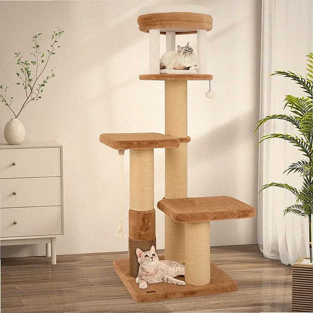 Kratzbaum Katzenbaum XXL 164cm Katzenbett Holz Katzenmöbel Kletterbaum
