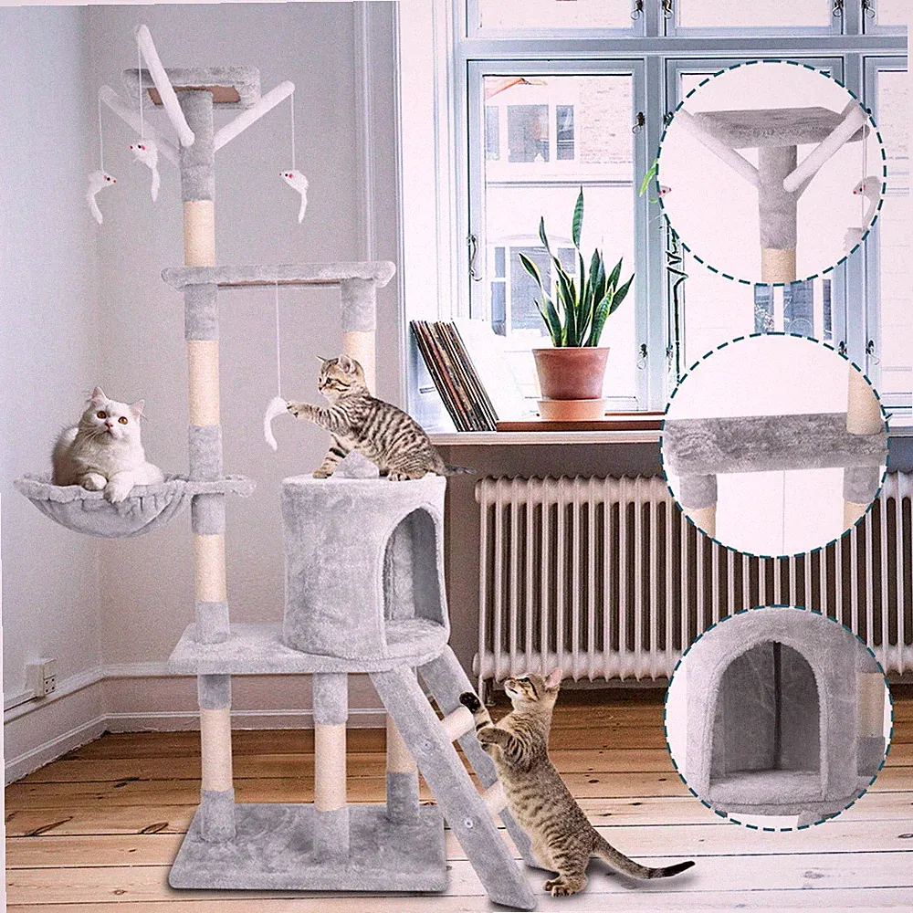 Kratzbaum Katzenbaum XXL Stabiler Katzenkratzbaum Kletterbaum für Katzen 143 cm