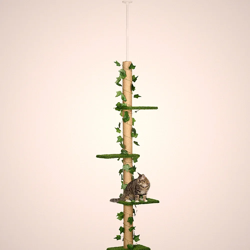 Kratzbaum, Katzenkratzbaum Deckenhoch, 202-242 cm, Höhenverstellbar, Kippschutz