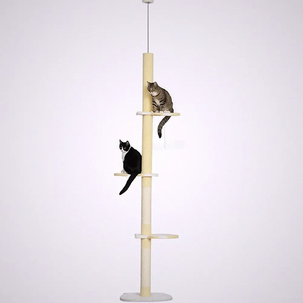 Kratzbaum, Katzenkratzbaum Deckenhoch, 220-260 cm, Höhenverstellbar, Kippschutz