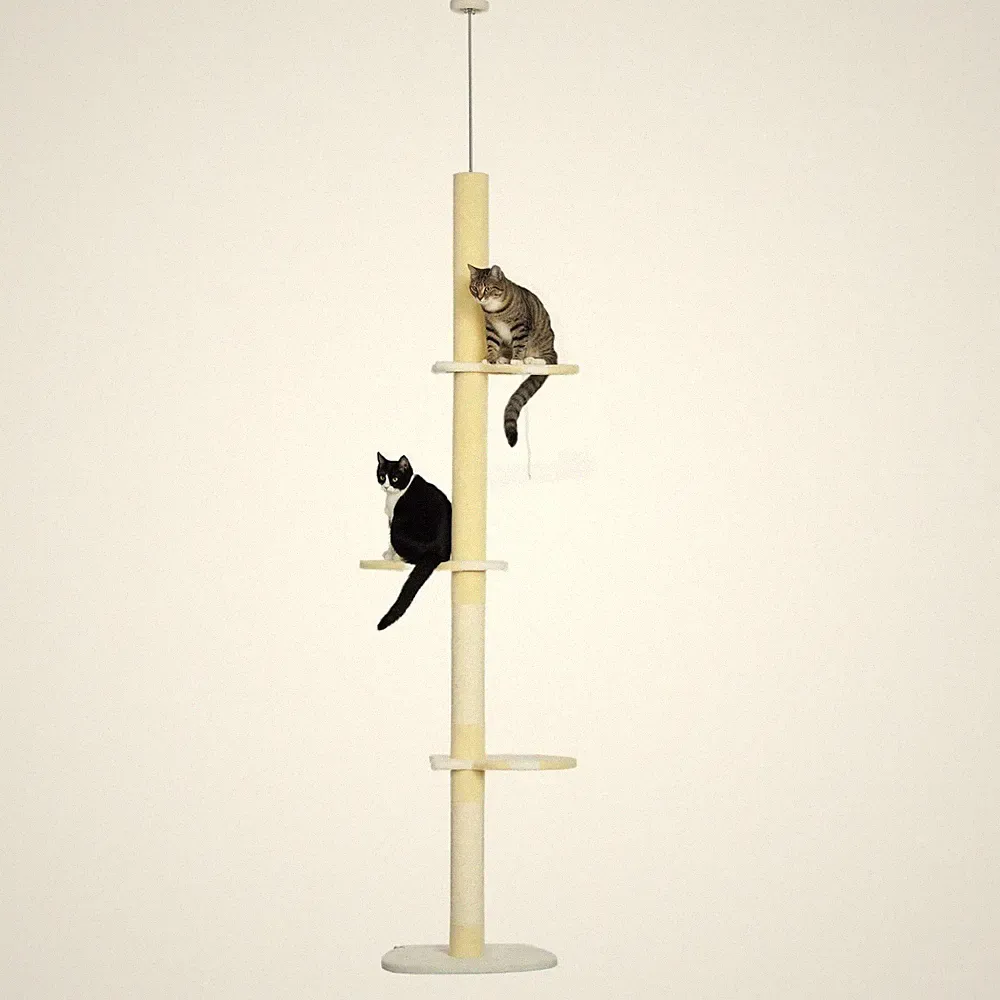Kratzbaum, Katzenkratzbaum Deckenhoch, 220-260 cm, Höhenverstellbar, Kippschutz