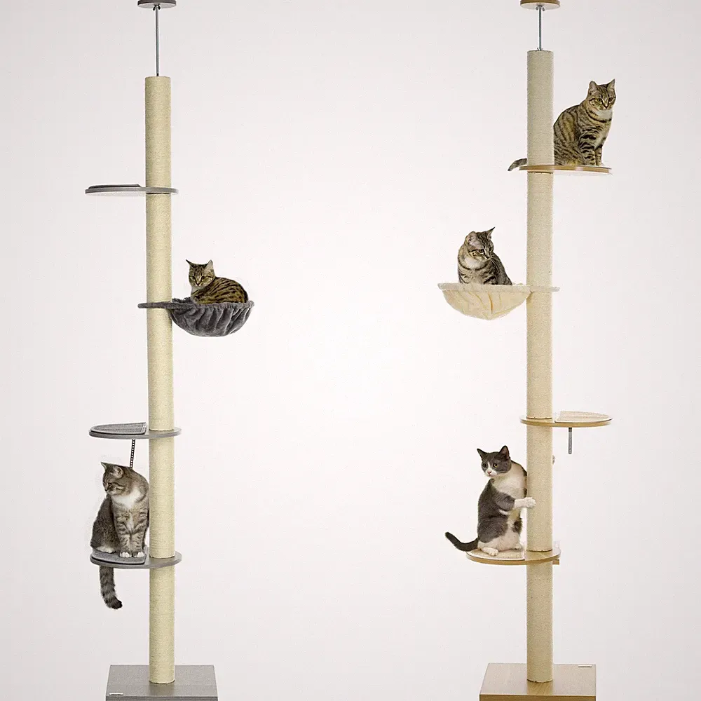 Kratzbaum, Katzenkratzbaum Deckenhoch, 230-250 cm, Kletterbaum Höhenverstellbar