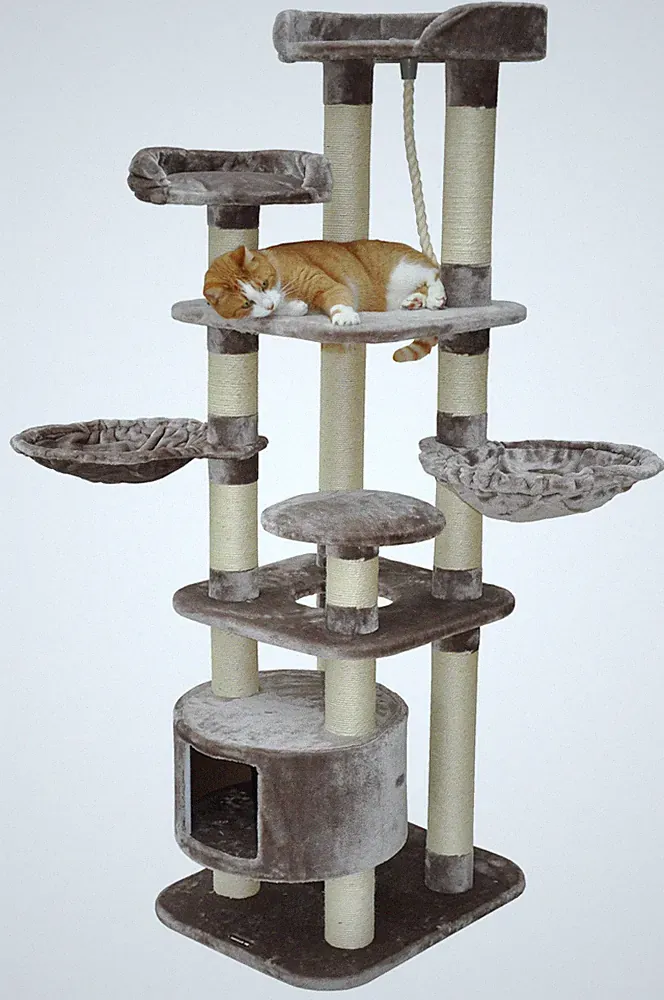 kratzbaum grosse katzen stabil braun