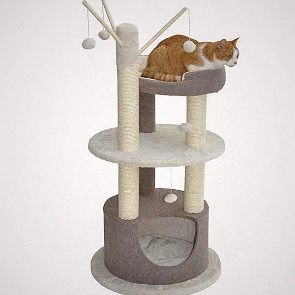 Kratzbaum Katzenkratzbaum Katzen Kletterbaum Kratzmöbel Lilly beige braun 125 cm