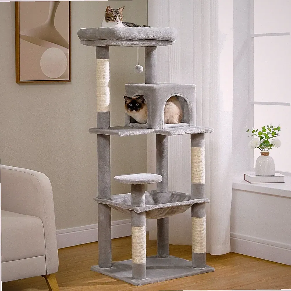 Kratzbaum, Katzenkratzbaum, Katzenbaum, Kratzbaum groß, Spielbaum, Grau
